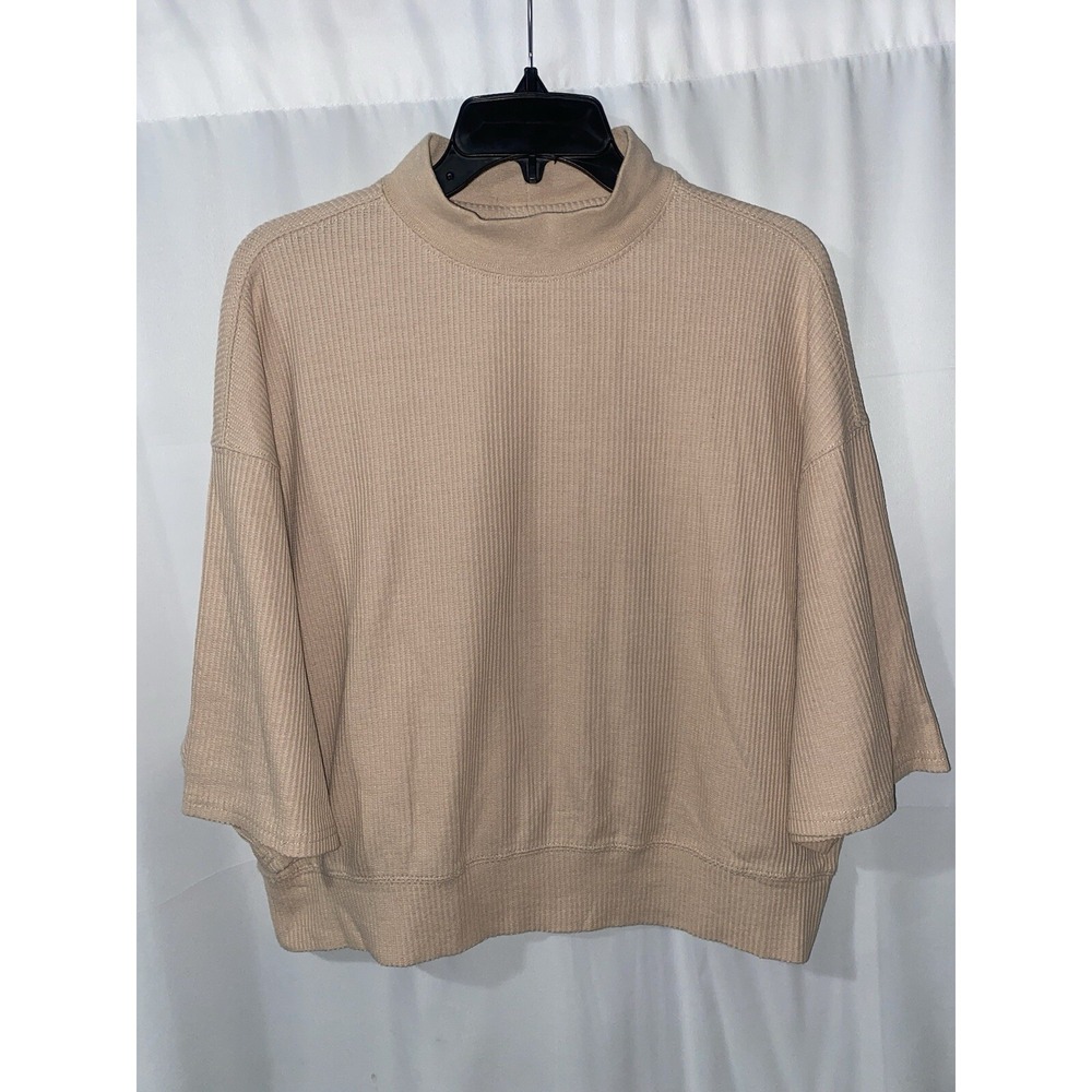 Araminta James Pullover Mockneck Sweatshirt Crop Sleeve Sweater Top Women's XS